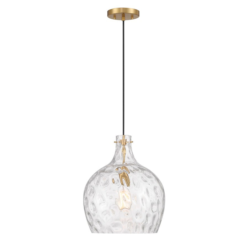 Savoy House Meridian 1Lt Pendant, Natural Brass/Hammered