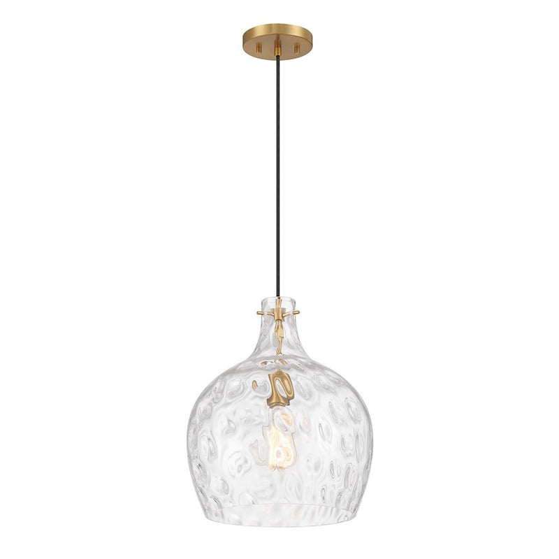 Savoy House Meridian 1Lt Pendant, Natural Brass/Hammered