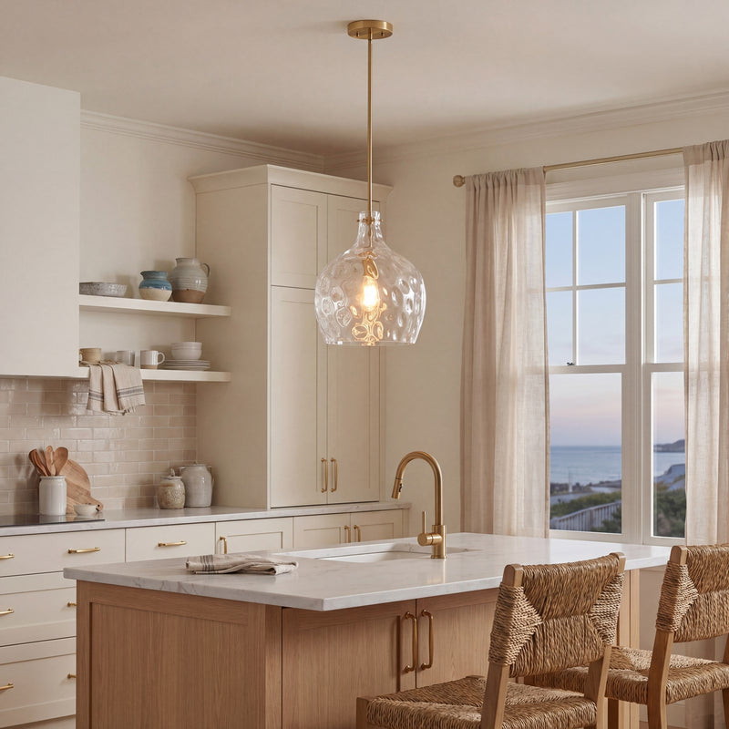 Savoy House Meridian 1Lt Pendant, Natural Brass/Hammered