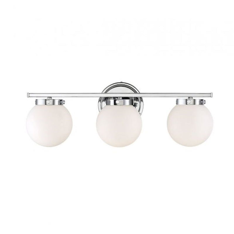 Savoy House 3-Light 24" Bathroom Vanity Light, Chrome/Opal