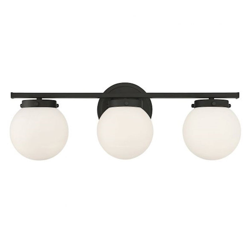 Savoy House 3-Light 24" Bathroom Vanity Light, Matte Black/Opal