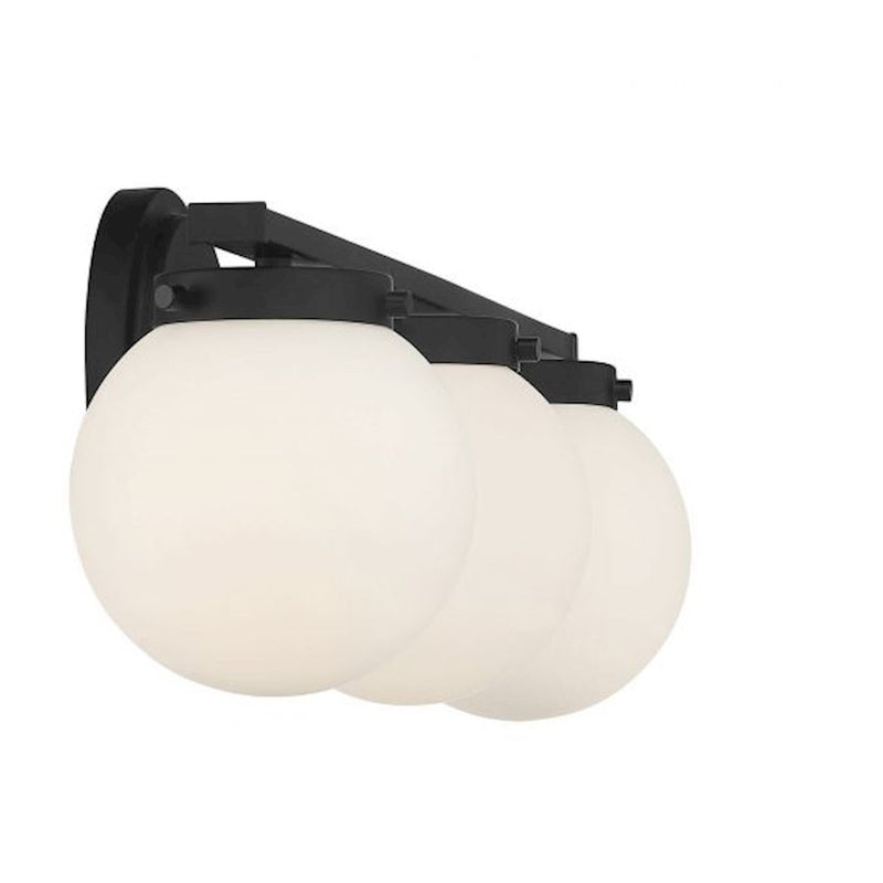 Savoy House 3-Light 24" Bathroom Vanity Light, Matte Black/Opal
