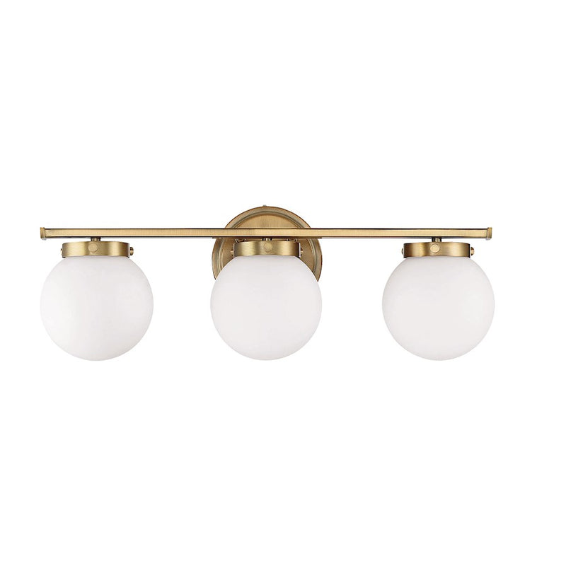 Savoy House 3-Light 24" Bathroom Vanity Light, Natural Brass/Opal