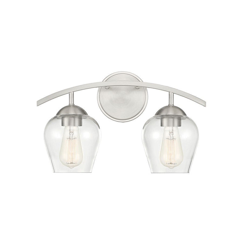 Savoy House 2-Light 16" Bathroom Vanity Light, Brushed Nickel