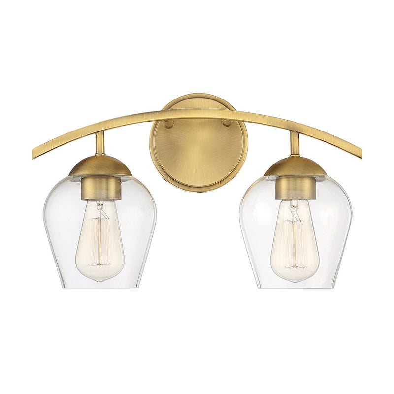 Savoy House 2-Light 16" Bathroom Vanity Light, Natural Brass