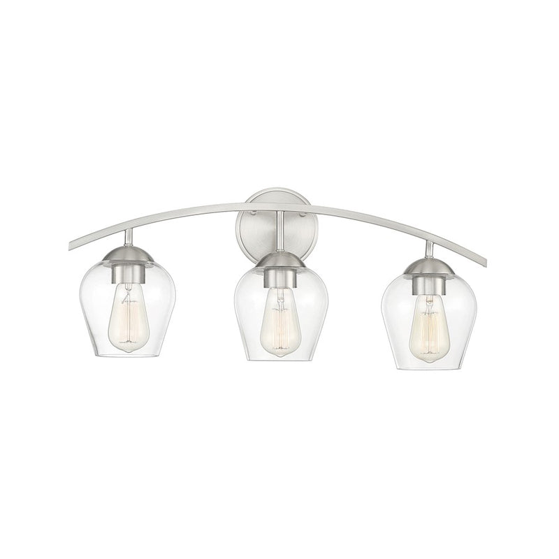 Savoy House 3-Light 24" Bathroom Vanity Light, Brushed Nickel/Clear