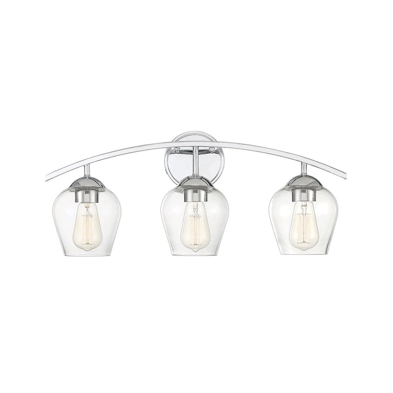 Savoy House 3-Light 24" Bathroom Vanity Light, Chrome/Clear