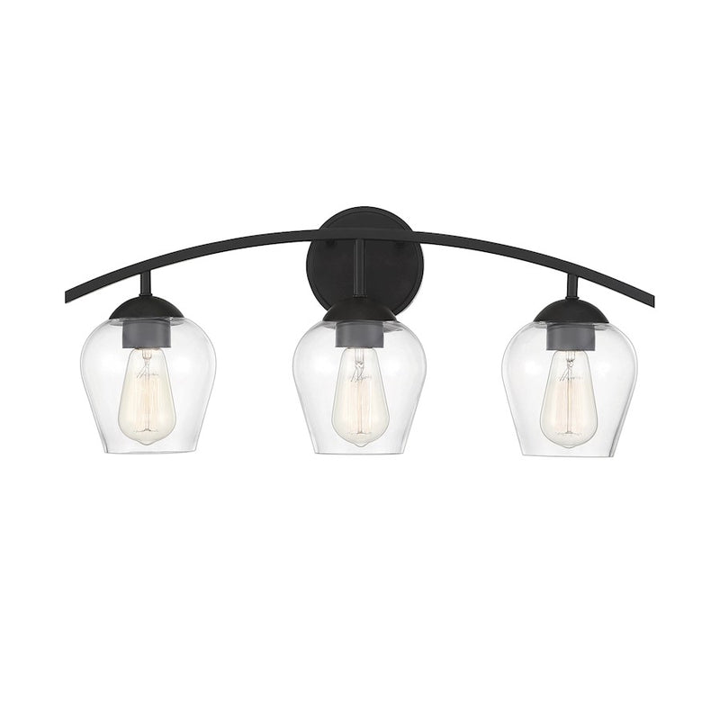 Savoy House 3-Light 24" Bathroom Vanity Light, Matte Black/Clear