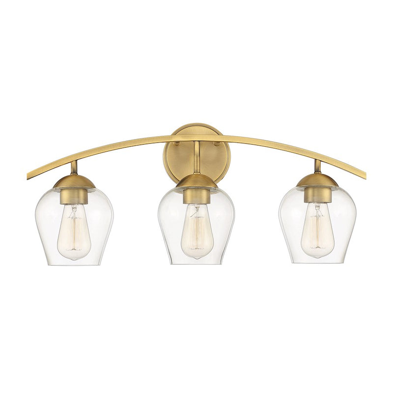 Savoy House 3-Light 24" Bathroom Vanity Light, Natural Brass/Clear