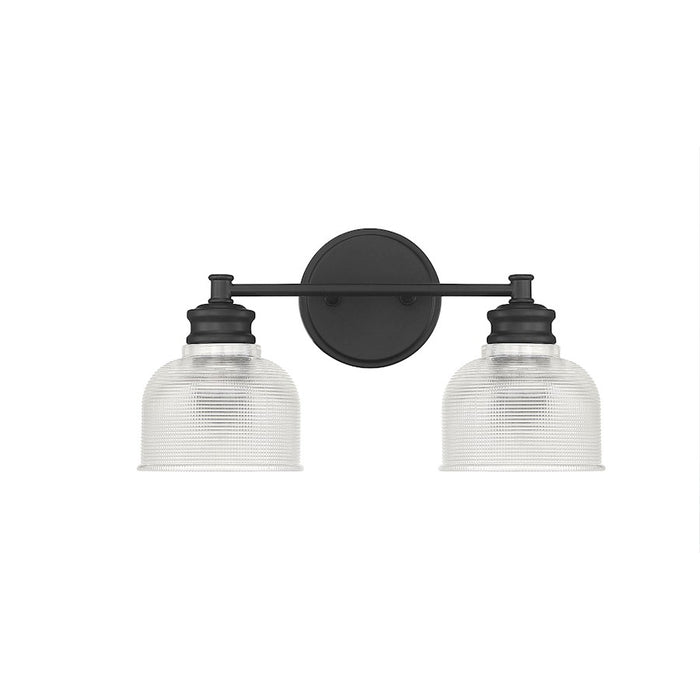 Savoy House 2-Light 16" Bathroom Vanity Light, Matte Black/Halophane