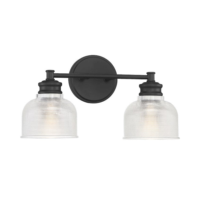 Savoy House 2-Light 16" Bathroom Vanity Light, Matte Black/Halophane