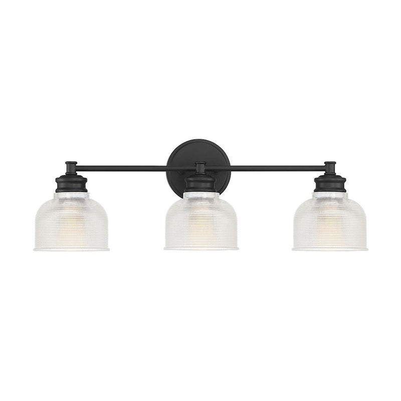 Savoy House 3-Light 24" Bathroom Vanity Light, Matte Black/Halophane