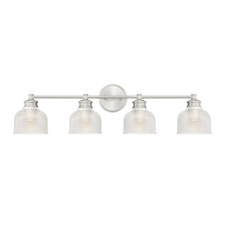 Meridian Transitional 4 Light Bathroom Vanity, Halophane