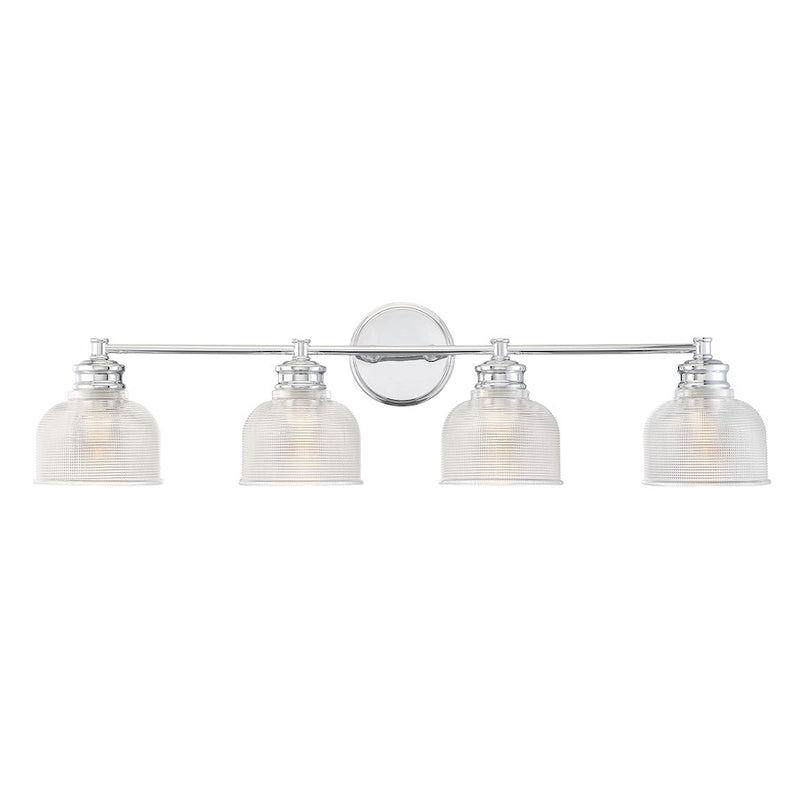Meridian Transitional 4 Light Bathroom Vanity, Halophane