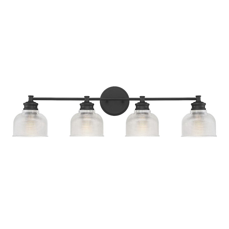Meridian Transitional 4 Light Bathroom Vanity, Halophane