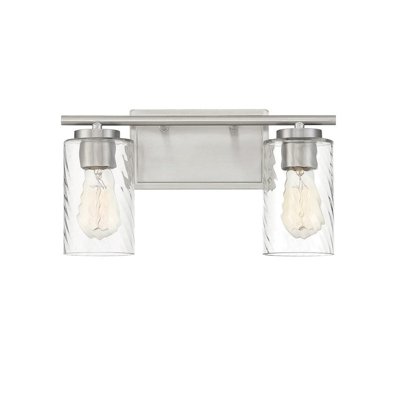 Meridian Transitional 2 Light Bathroom Vanity, Clear Swirl