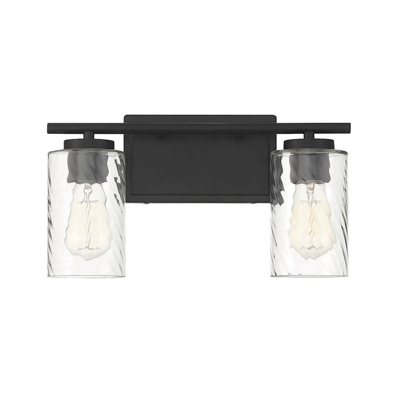Meridian Transitional 2 Light Bathroom Vanity, Clear Swirl