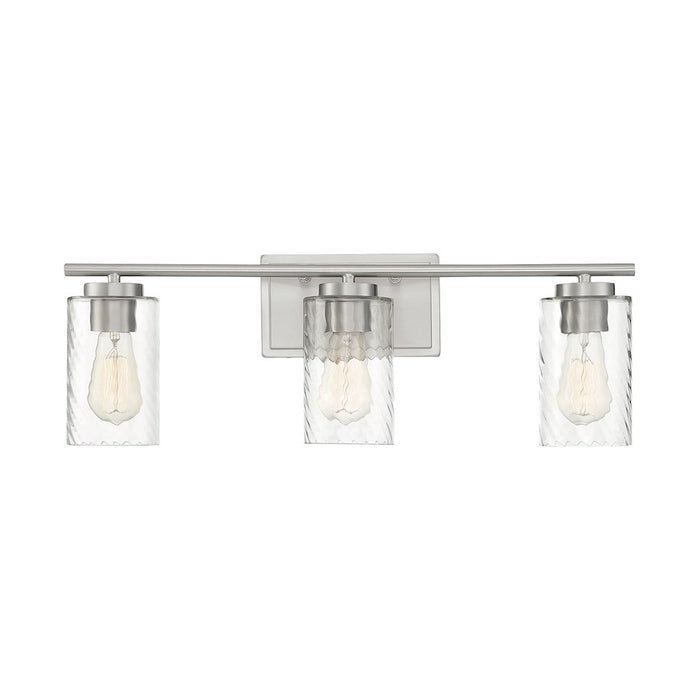 Meridian Transitional 3 Light Bathroom Vanity, Clear Swirl