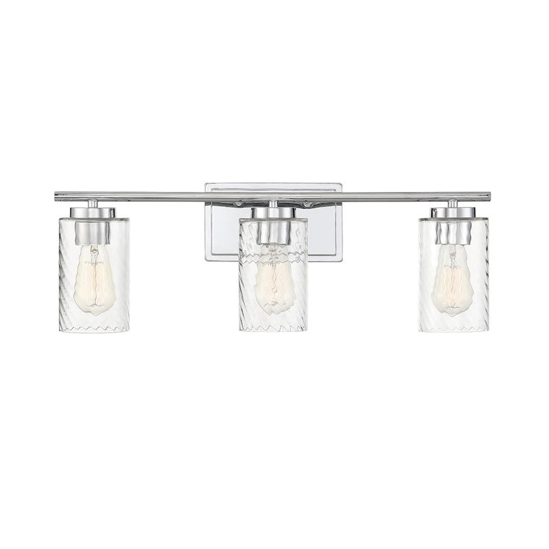 Meridian Transitional 3 Light Bathroom Vanity, Clear Swirl