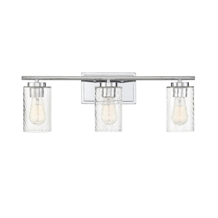 Meridian Transitional 3 Light Bathroom Vanity, Clear Swirl
