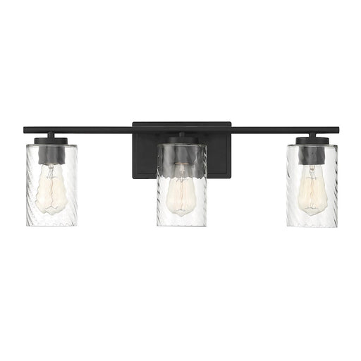 Meridian Transitional 3 Light Bathroom Vanity, Clear Swirl