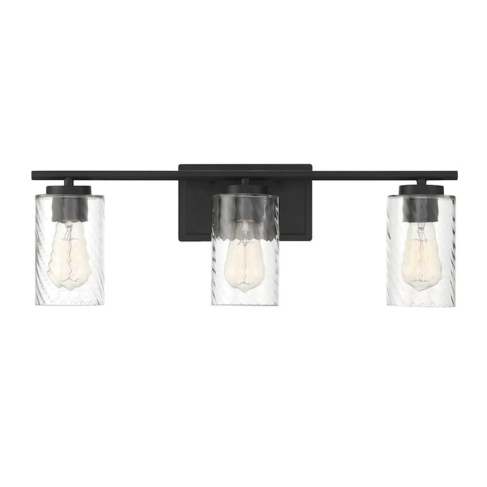 Meridian Transitional 3 Light Bathroom Vanity, Clear Swirl