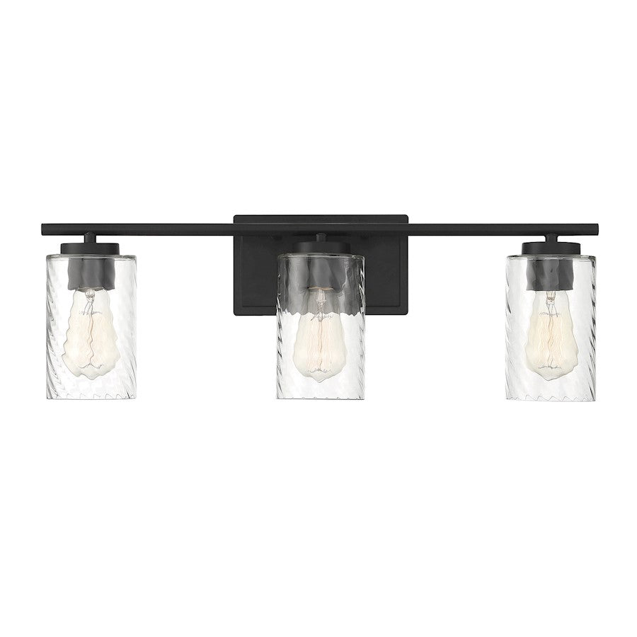 Meridian Transitional 3 Light Bathroom Vanity, Clear Swirl