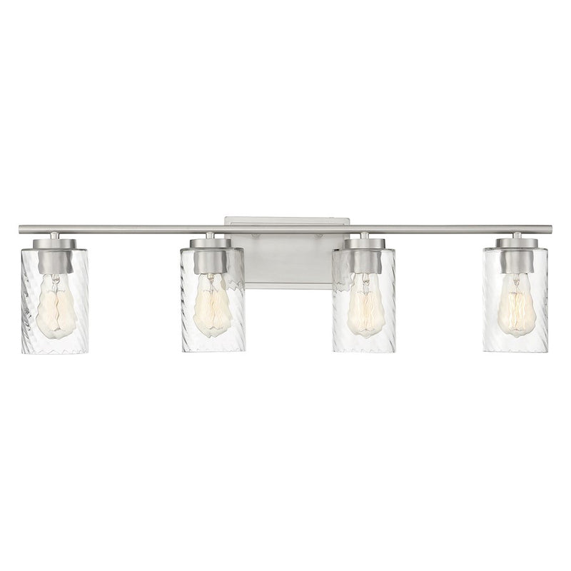 Meridian Transitional 4 Light Bathroom Vanity, Clear Swirl