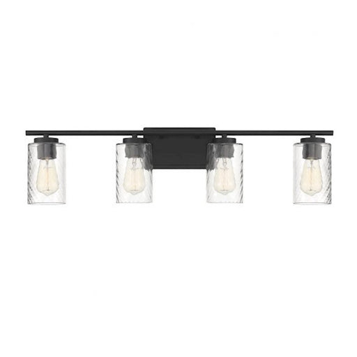 Meridian Transitional 4 Light Bathroom Vanity, Clear Swirl