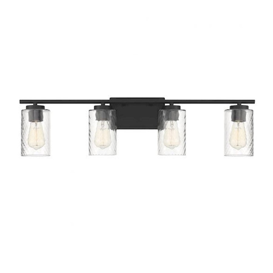 Meridian Transitional 4 Light Bathroom Vanity, Clear Swirl