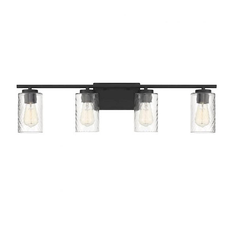 Meridian Transitional 4 Light Bathroom Vanity, Clear Swirl