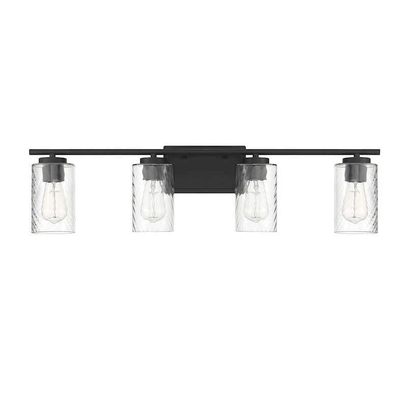 Meridian Transitional 4 Light Bathroom Vanity, Clear Swirl