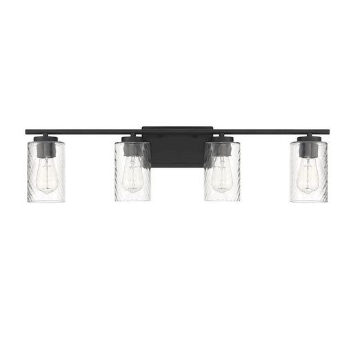 Meridian Transitional 4 Light Bathroom Vanity, Clear Swirl