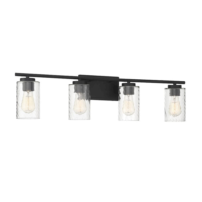Meridian Transitional 4 Light Bathroom Vanity, Clear Swirl