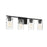 Meridian Transitional 4 Light Bathroom Vanity, Clear Swirl