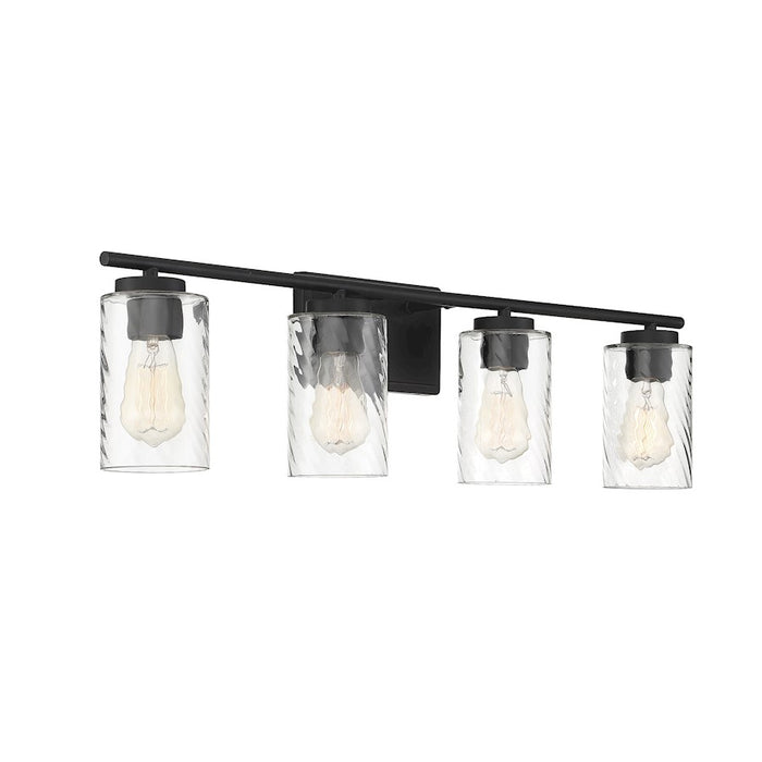 Meridian Transitional 4 Light Bathroom Vanity, Clear Swirl