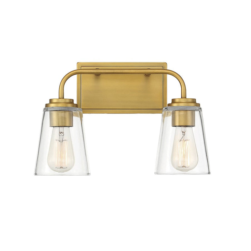 Savoy House 2-Light 15" Bathroom Vanity Light, Natural Brass