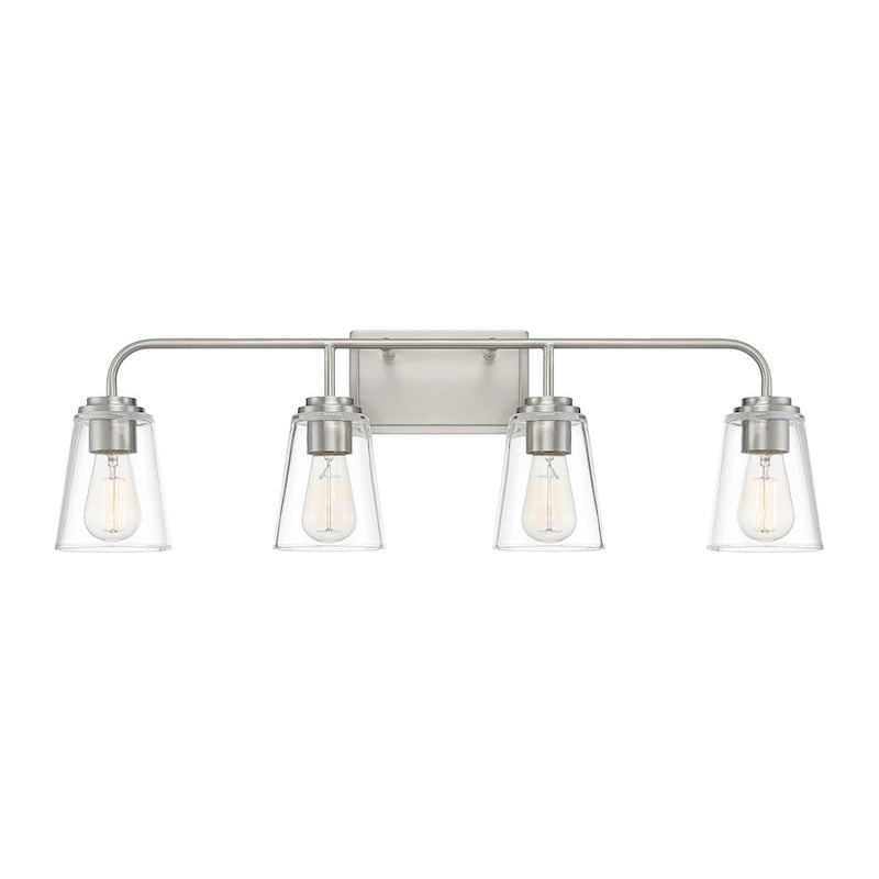 Savoy House 4-Light 32" Bathroom Vanity Light, Brushed Nickel/Clear - M80045BN