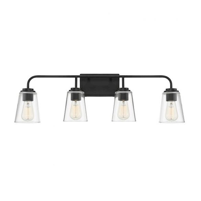 Savoy House 4-Light 32" Bathroom Vanity Light, Matte Black/Clear - M80045MBK