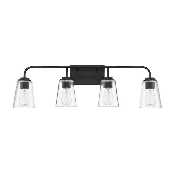 Savoy House 4-Light 32" Bathroom Vanity Light, Matte Black/Clear