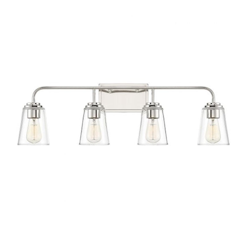 Savoy House 4-Light Bathroom Vanity Light, Polished Nickel