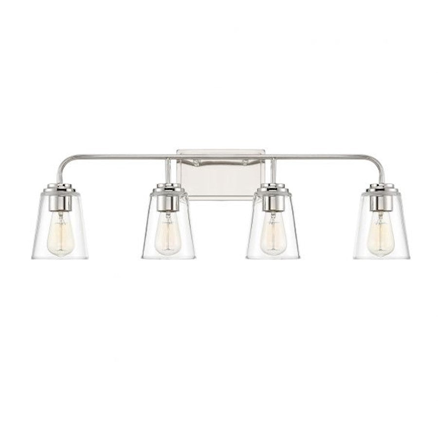 Savoy House 4-Light Bathroom Vanity Light, Polished Nickel - M80045PN