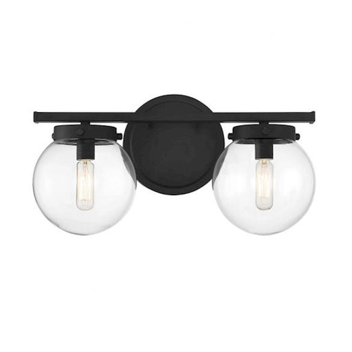 Savoy House 2-Light 16" Bathroom Vanity Light, Matte Black/Clear - M80046MBK