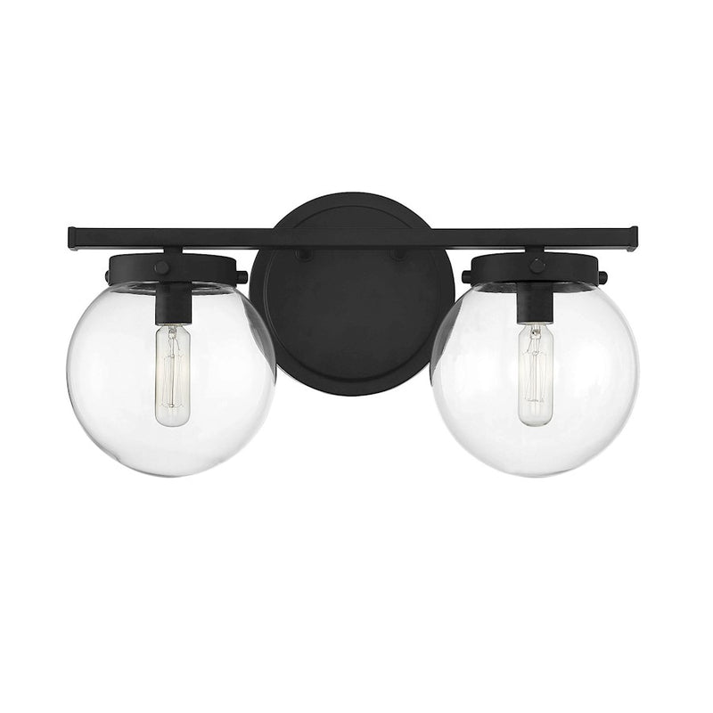 Meridian Traditional 2 Light 8" Bathroom Vanity, Matte Black/Clear