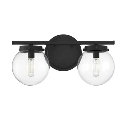 Meridian Traditional 2 Light 8" Bathroom Vanity, Matte Black/Clear