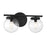 Meridian Traditional 2 Light 8" Bathroom Vanity, Matte Black/Clear