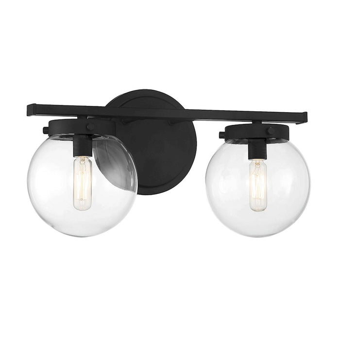 Meridian Traditional 2 Light 8" Bathroom Vanity, Matte Black/Clear