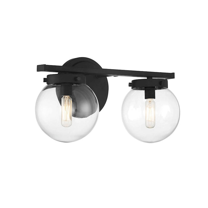 Meridian Traditional 2 Light 8" Bathroom Vanity, Matte Black/Clear