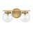 Meridian Mid-Century Modern 2 Light 8" Bathroom Vanity, Brass/Clear