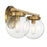 Meridian Mid-Century Modern 2 Light 8" Bathroom Vanity, Brass/Clear